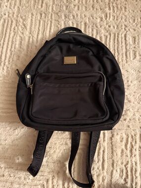 Calvin Klein Black Nylon Mini Backpack Gold Logo Lightweight Travel Casual Bag